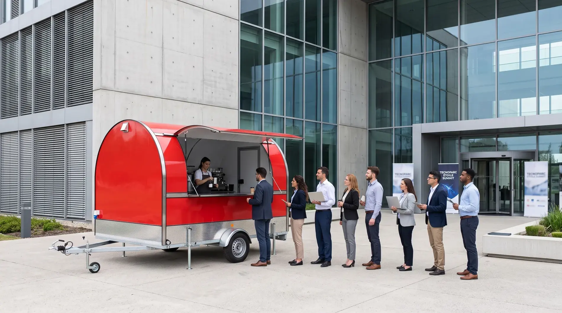 Remorque food truck JR Location lors d'un événement d'entreprise